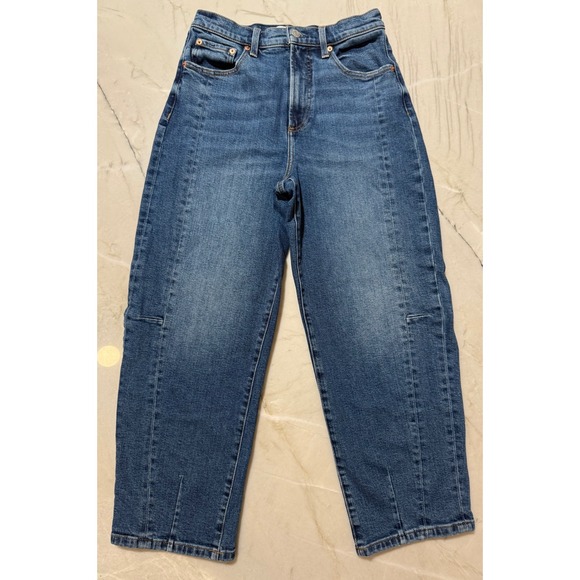 pistola Denim - Pistola Womens Eli High Rise Barrel Leg Seam Detail Jeans Medium Wash Size 27